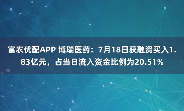 富农优配APP 博瑞医药:7月18日获融资买入1.83亿元,占当日流入资金比例为20.51%