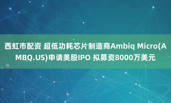 西虹市配资 超低功耗芯片制造商Ambiq Micro(AMBQ.US)申请美股IPO 拟募资8000万美元